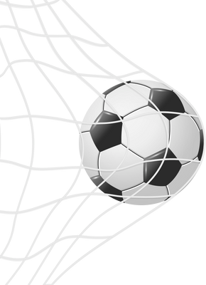 3d realistic soccer ball in goal net